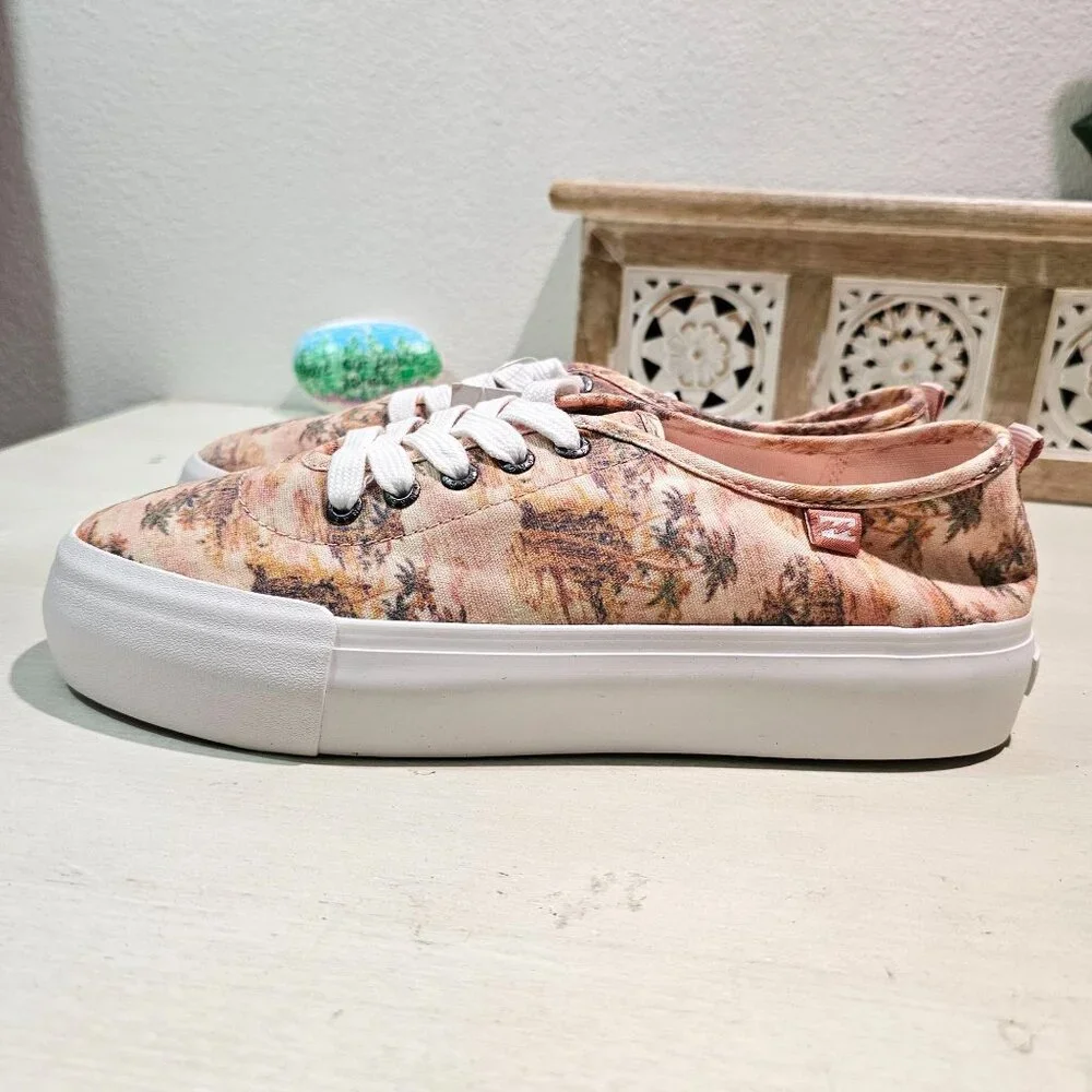 Billabong Women Sz 10 Platform Tropical Palm Rio Lace Up Cushioned Sneaker Shoes - Picture 10 of 13